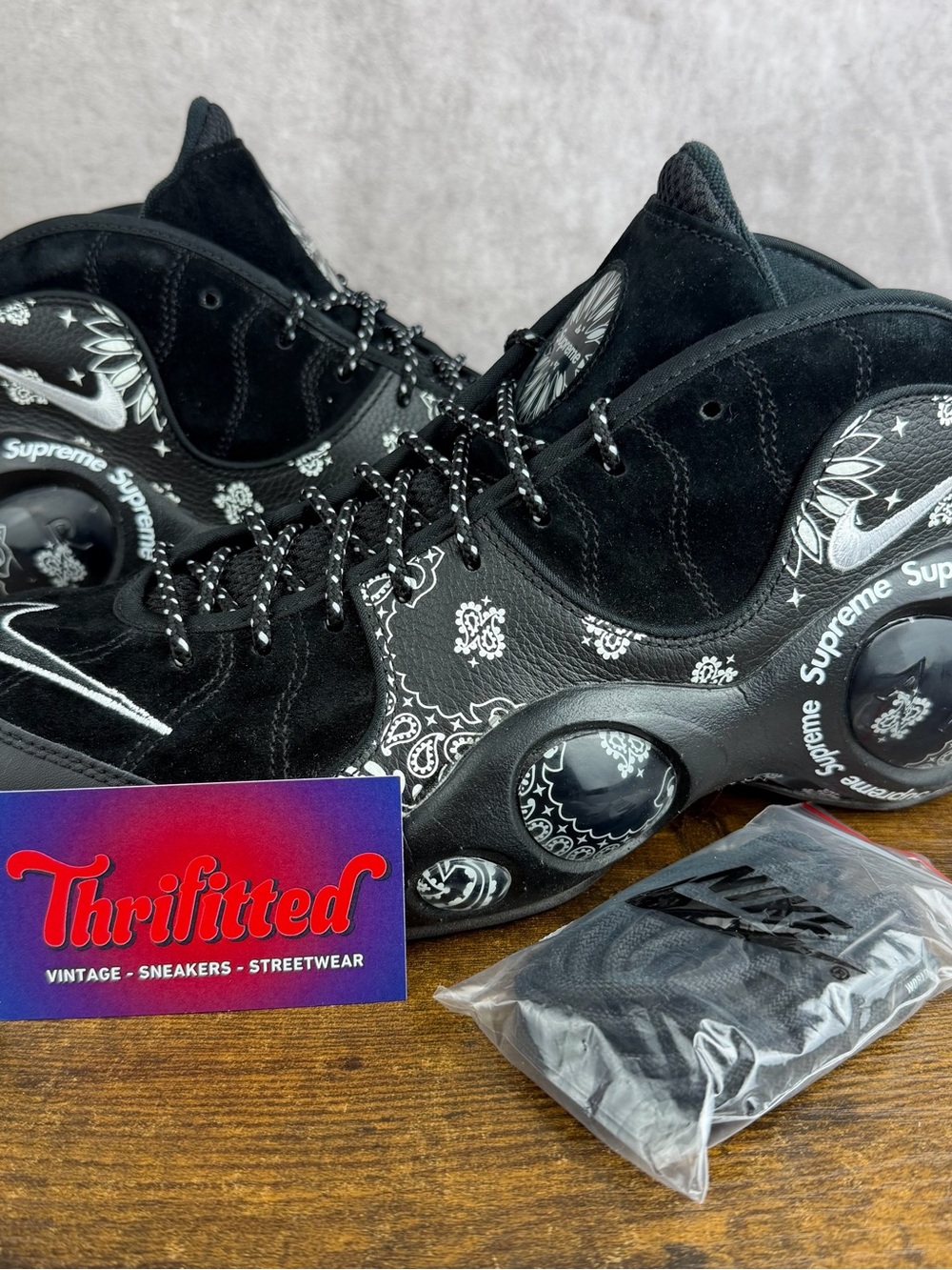 Nike Air Zoom Flight 95 SP x Supreme Black White Paisley Size 12 DJ8604-001 Rare